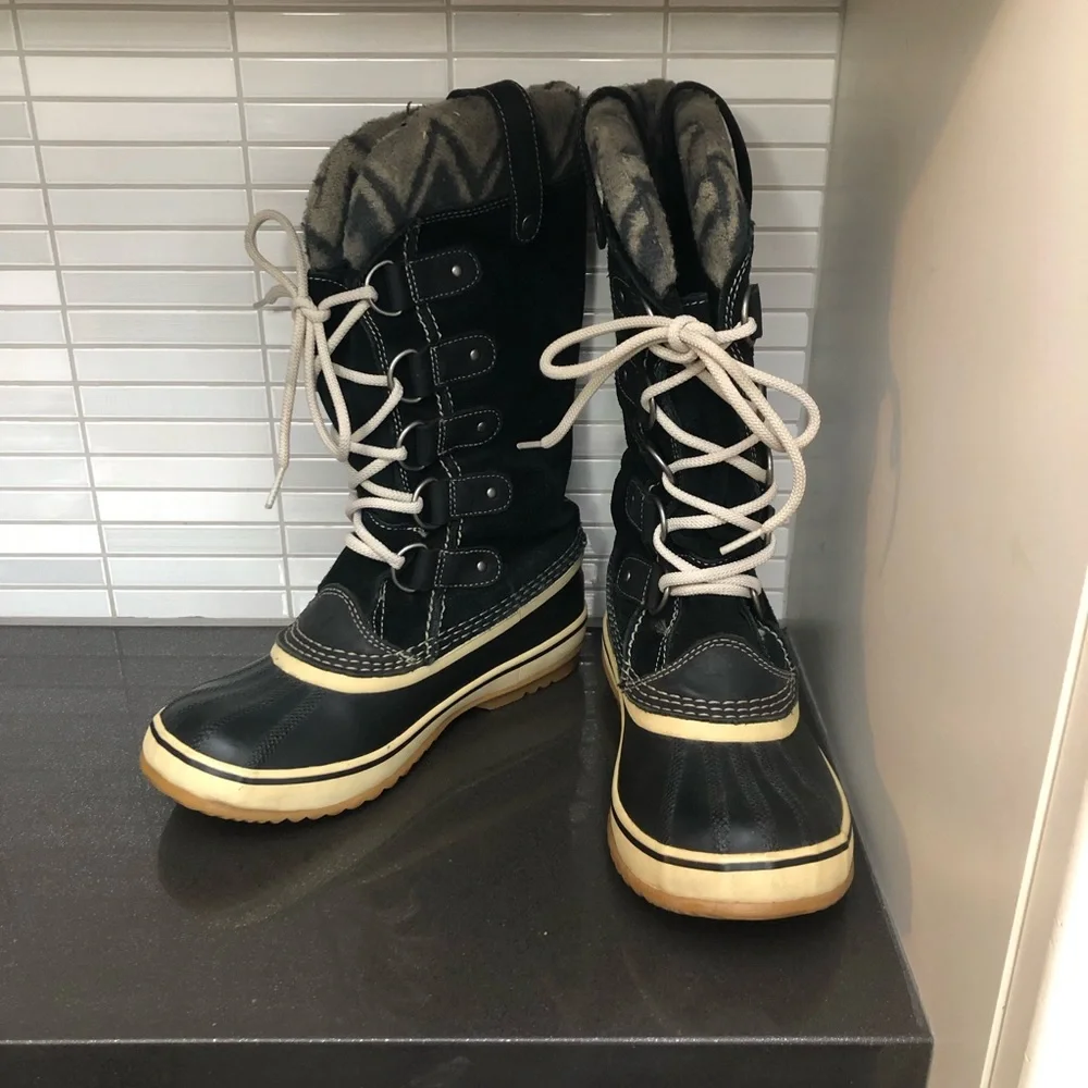 Sorel Women's Joan of Arctic Knit II black suede Waterproof Winter Boots: Size 7 - Picture 2 of 11